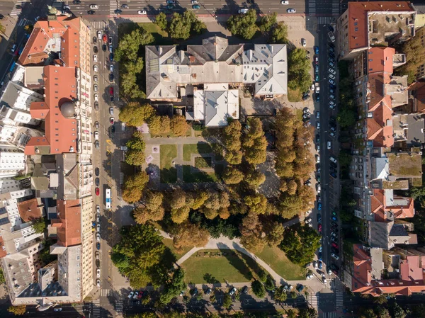 Drone Shot Beautiful City Zagreb Croatia Red Roof Buildings — Stock Photo, Image