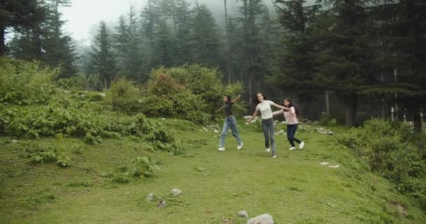 Amigas Pasando Tiempo Juntas Bosque — Vídeo de stock