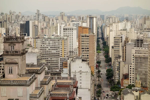 Városkép Magas Régi Épületek Egy Komor Napon Sao Paulo Brazília — Stock Fotó