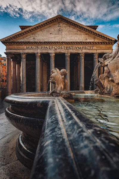 Scenic Shot Historically Famous Pantheon Cloudy Sky Rome Italy — Photo