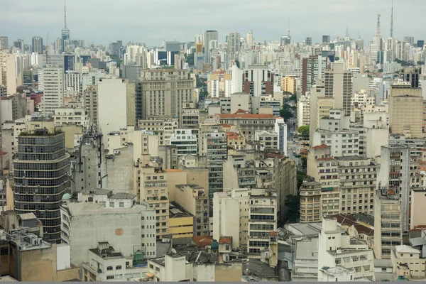 Városkép Magas Régi Épületek Egy Komor Napon Sao Paulo Brazília — Stock Fotó