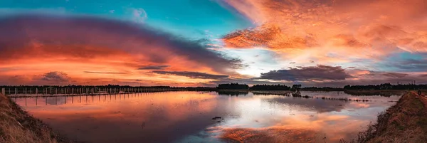 Beautiful Panoramic View Colorful Sunset Beach — Fotografia de Stock