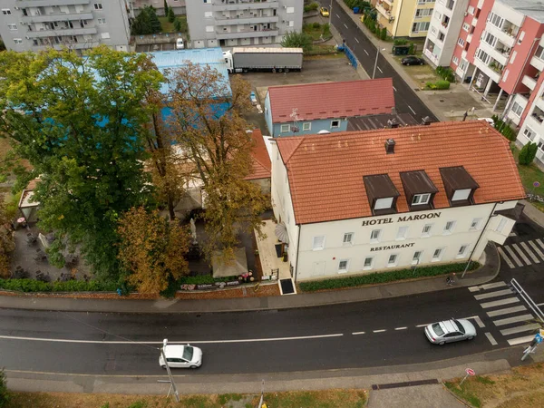 Drone Shot Beautiful City Zagreb Croatia Red Roof Buildings — Stockfoto