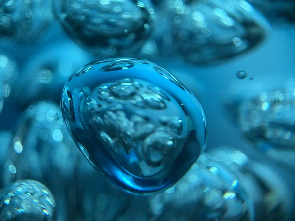 Closeup Light Blue Bubbles Water Good Wallpapers — Stock Photo, Image