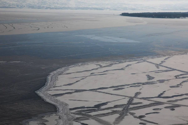 Aerial View Lake Sevan Covered Ice Captured Winter — Photo