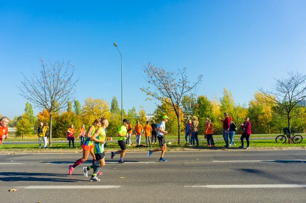 Poznan Poland Okt 2018 Shot Many Running Sporting People Road — Stock Fotó