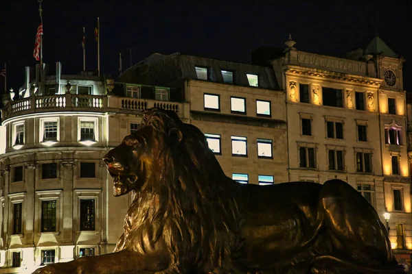 Uma Paisagem Dos Leões Landseer Trafalgar Square Londres Reino Unido — Fotografia de Stock