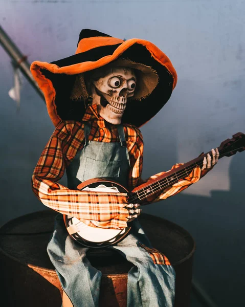 Vertical Shot Halloween Decoration Guitar Player —  Fotos de Stock