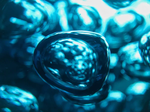 Closeup Light Blue Bubbles Water Good Wallpapers — 图库照片