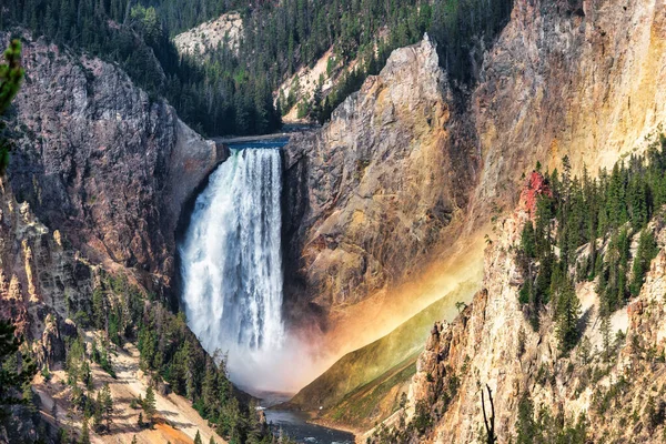 Breathtaking View Yellowstone Falls Bright Sunny — Stockfoto