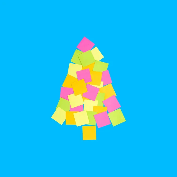 Colorful Square Paper Notes Which Depict Christmas Tree Concept Isolated — Foto de Stock