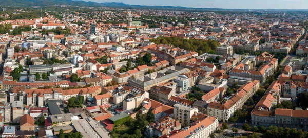 Drone Shot Beautiful City Zagreb Croatia Red Roof Buildings — Φωτογραφία Αρχείου