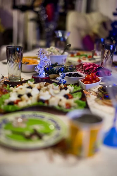Shot Details Food Table New Years Eve Celebration — Stock Fotó