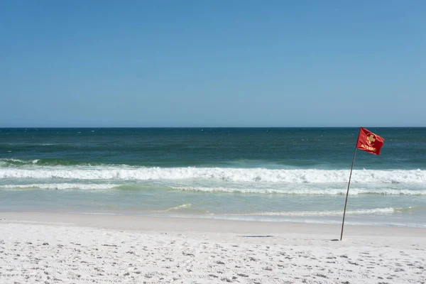 Beach Red Flag Sand Summer — Φωτογραφία Αρχείου