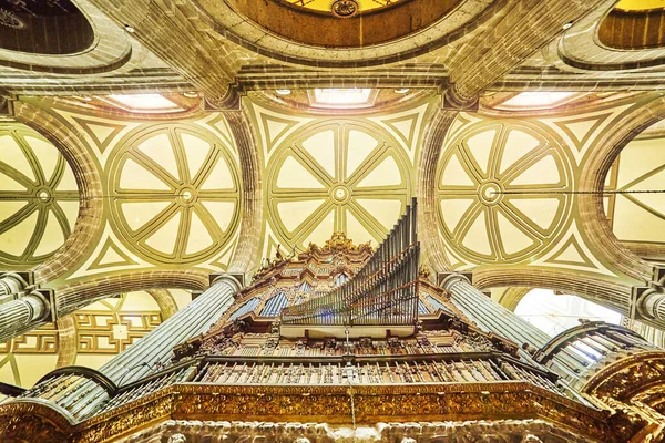 오르간 악기의 과아름답게 장식된 멕시코 시티에 대성당 — 스톡 사진