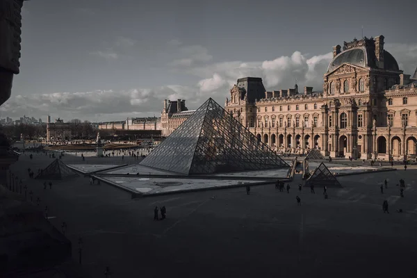 Parijs Frankrijk Feb 2019 Een Hoge Hoekopname Van Het Louvre — Stockfoto