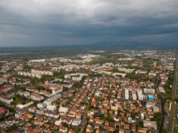 Drone Shot Beautiful City Zagreb Croatia Red Roof Buildings —  Fotos de Stock