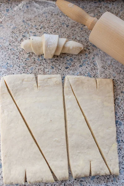 Delicious Raw Croissants Table —  Fotos de Stock