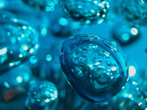 Closeup Light Blue Bubbles Water Good Wallpapers — Zdjęcie stockowe