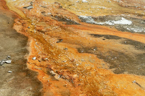 Yellow Rough Rocky Surface Yellowstone National Park — Fotografia de Stock