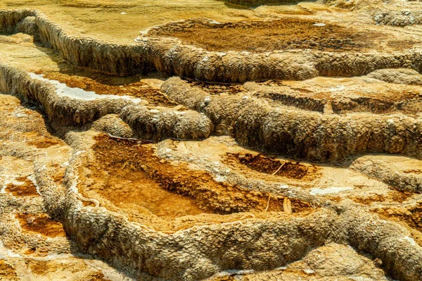 Yellow Rough Rock Formations Yellowstone National Park — Fotografia de Stock