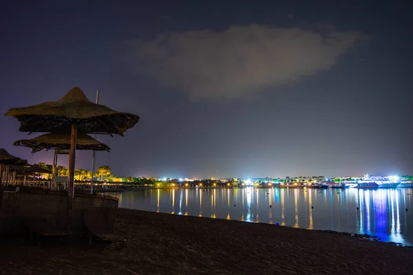 Spiaggia Hurghada Egitto Durante Notte — Foto Stock