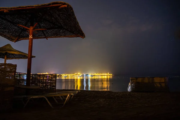 Gece Vakti Mısır Hurghada Plajı — Stok fotoğraf