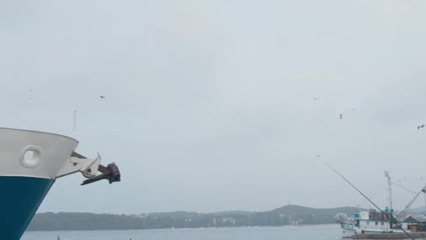 Uma Vista Barco Pesca Praia — Vídeo de Stock