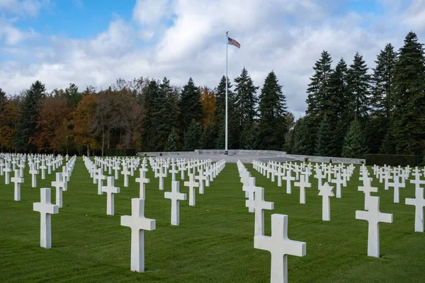 Neupre Belgium Nov 2021 Ardennes American Cemetery Memorial Багато Поховань — стокове фото