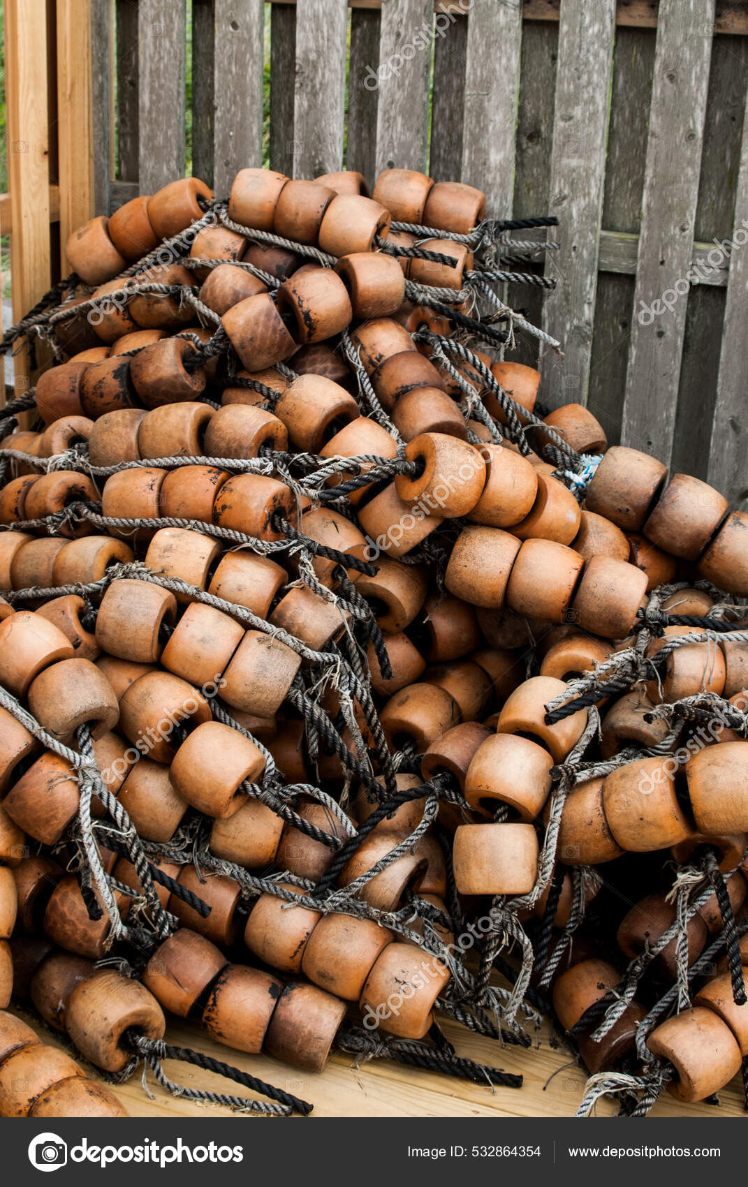 Close Heap Wooden Fishing Corks — Stock Photo © Wirestock #532864354