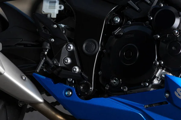 Close Dos Detalhes Uma Motocicleta Moderna Livre — Fotografia de Stock