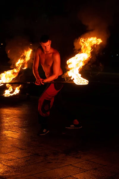 Moscow Russia Sep 2021 Street Fire Show Een Blik Een — Stockfoto