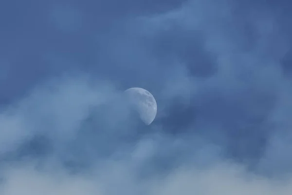 Moon Clouds Daylight Sky — 스톡 사진