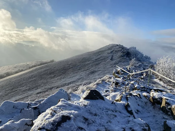 Ein Schöner Winterblick Den Bergen Polen Bieszczady — Stockfoto