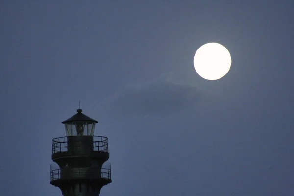 Sommet Phare Pleine Lune Nuit — Photo