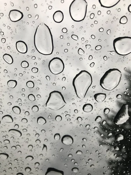 Vertical Shot Rain Droplets Glass Window — 图库照片