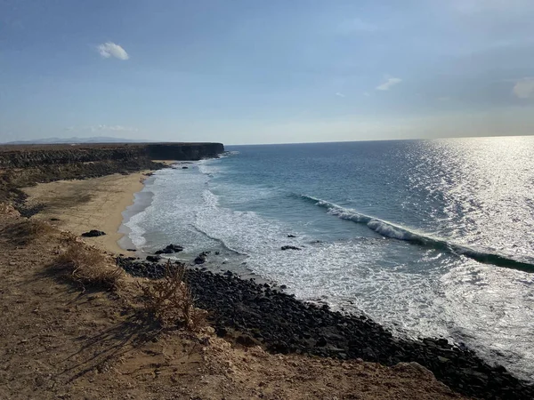 在西班牙弗尔特文图拉 阳光灿烂的一天 美丽的海景 — 图库照片