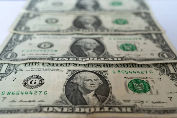 Ряд Банкнот Доллар Сша Столе — стоковое фото
