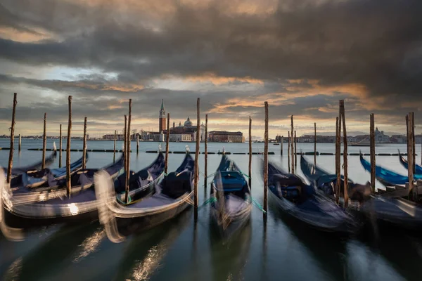 Gondolas Beautiful Venice Italy Cloudy Sky — стокове фото