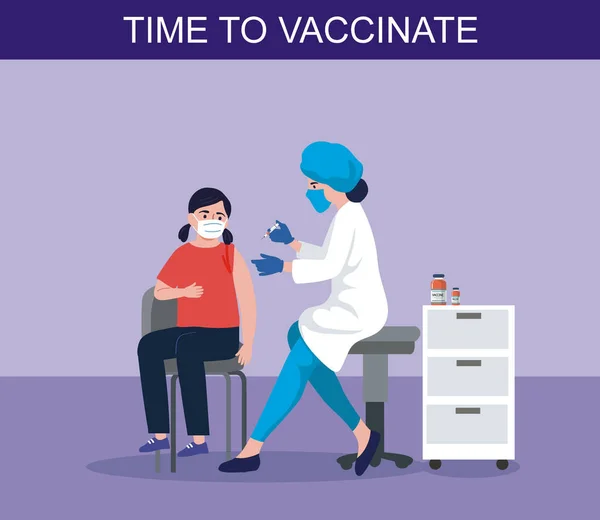 Impfzeit Illustration Eines Arztes Der Einem Teenager Eine Spritze Gibt — Stockfoto