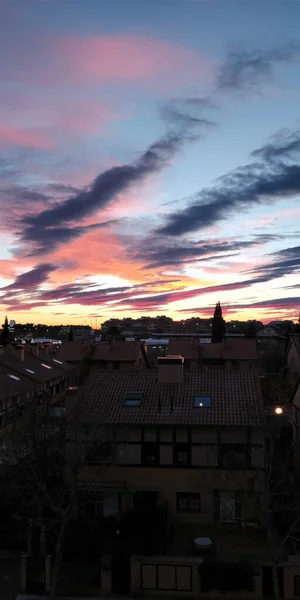 Una Vista Aérea Los Edificios Atardecer — Foto de Stock