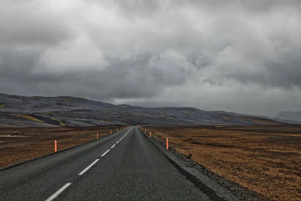 Long Road Stormy Day Rural Iceland — Stock Photo, Image