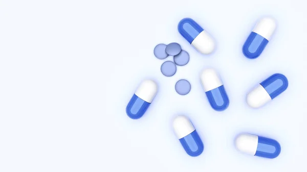 Medicijnen Blauwe Capsules Pillen Covid Antivirale Illustratie — Stockfoto