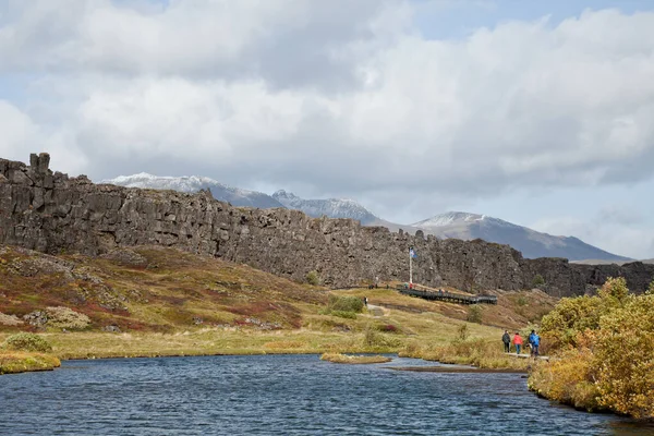 Thingvellir Islandia 2019 Una Hermosa Vista Lago Valle Con Valle — Foto de Stock