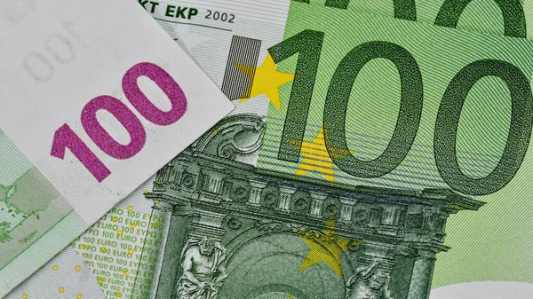 Detailní Záběr Podrobnosti Evropské Komunitě Hodnotě 100 Eur — Stock fotografie