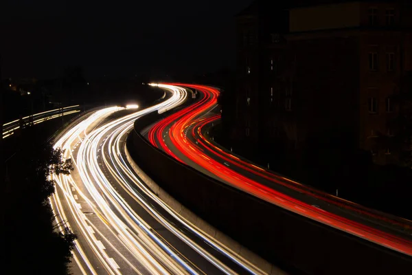 Вуличний Рух Суботу Ввечері Автостраді Покидає Місто Карлсруе — стокове фото