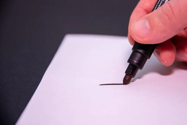 Hand Drawing Felt Tip Pen White Paper — Stockfoto