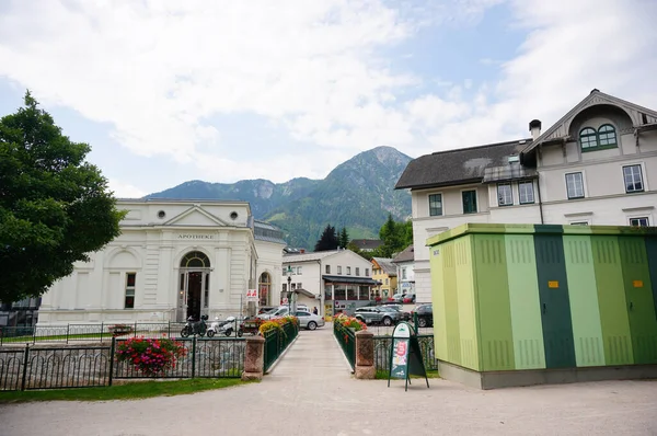 Bad Aussee Áustria Julho 2019 Edifícios Uma Pequena Ponte Centro — Fotografia de Stock