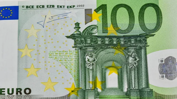 Ein Detail Einer 100 Euro Banknote Der Europäischen Gemeinschaft — Stockfoto