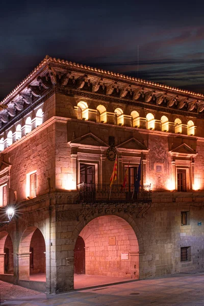 Valderrobres Regio Matarrana Teruel Nachts Gefotografeerd Het Centrum Van Het — Stockfoto